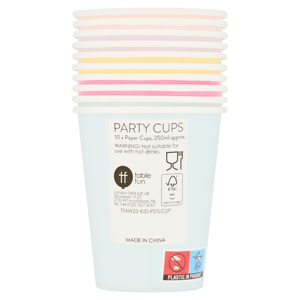Multi Pastel Party Cups 10 Pack