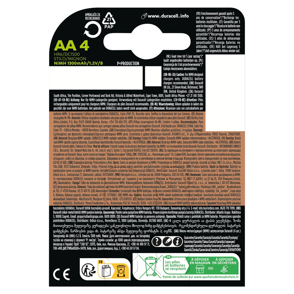 image 1 of Duracell Recharge Plus Aa 4 Pack