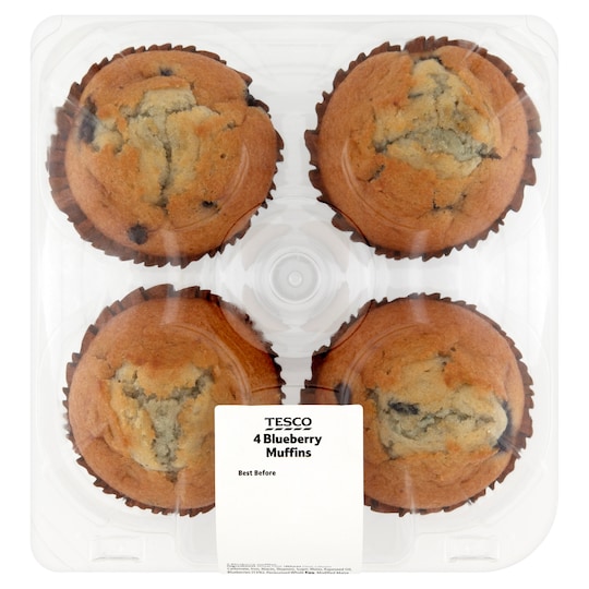 Blueberry Muffins 4 Packs Tesco Groceries
