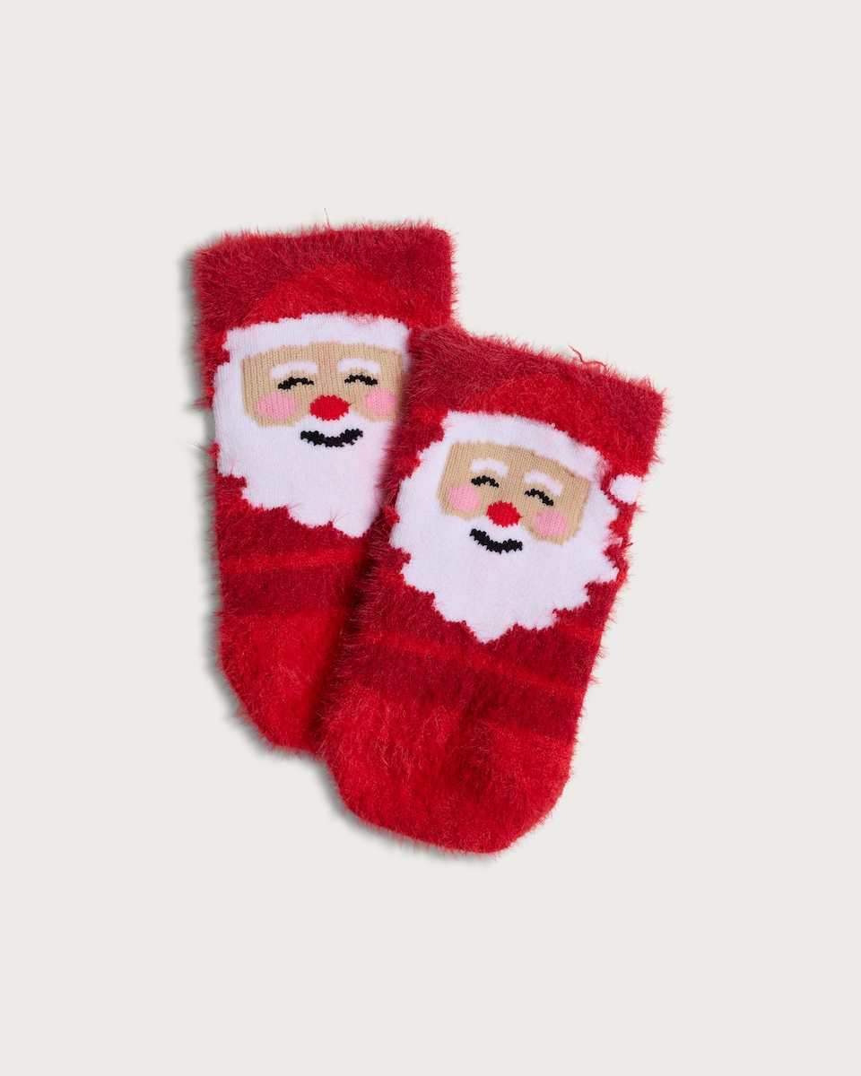 image 1 of F&F Baby Fluffy Print Cosy Socks in Multi