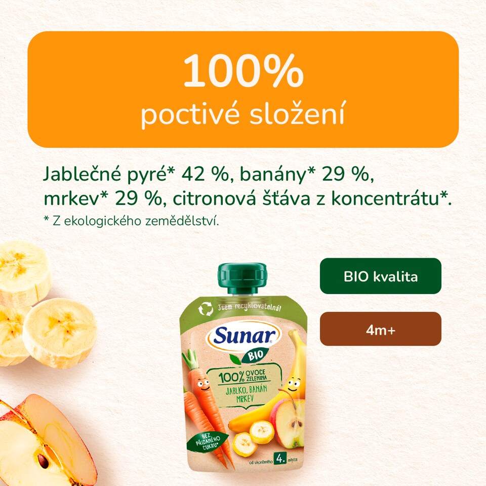 image 1 of Sunar Organic Apple, Banana, Carrot 100g