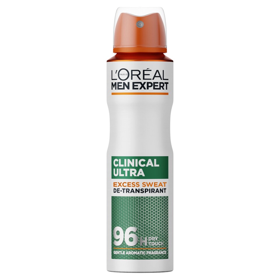 L'Oreal Men Expert Clinical Ultra 0% Alcohol 96H Dry Touch Antiperspirant Spray Deodorant 250ml