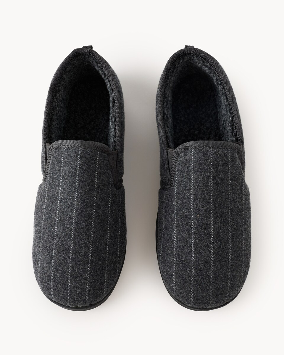 image 1 of F&F Striped Closed Back Slippers in Grey