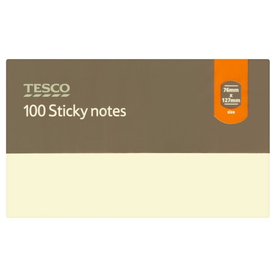 Tesco Sticky Notes 76Mmx127mm Yellow 100 Shts Tesco Groceries