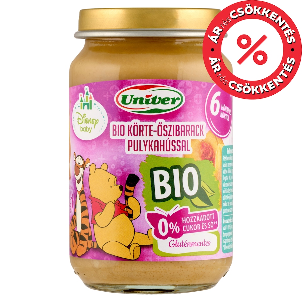 image 1 of Univer Disney Baby Organic Pear-Peach with Turkey Baby Food 6+ Months 163 g