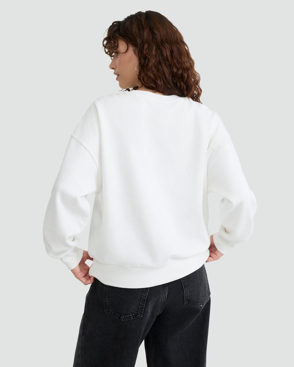 image 1 of Disney Mickey Mouse Winter Season Slogan Cotton Rich Sweatshirt in Cream