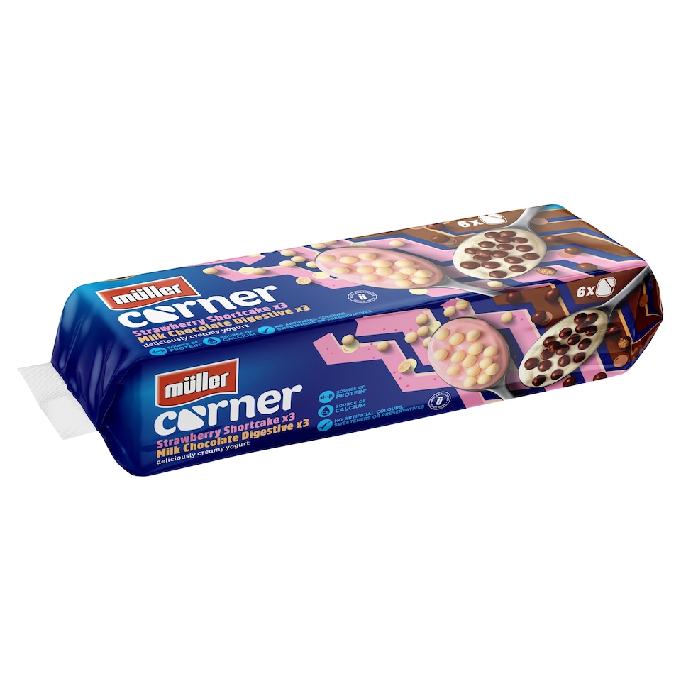 image 1 of Muller Corner Strawberry Shortcake & Chocolate Digestive Yogurts 6 x 124g