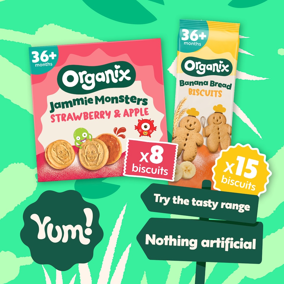 image 1 of Organix Banana Bread Biscuits Organic Kids Snack 135g 36 months+