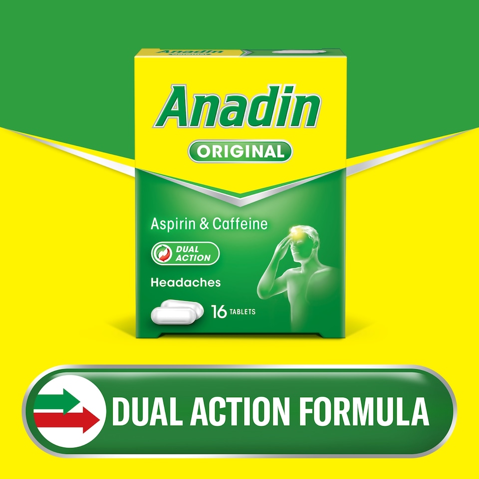 image 1 of Anadin Original Pain Relief Tablets - Aspirin, Caffeine 16s