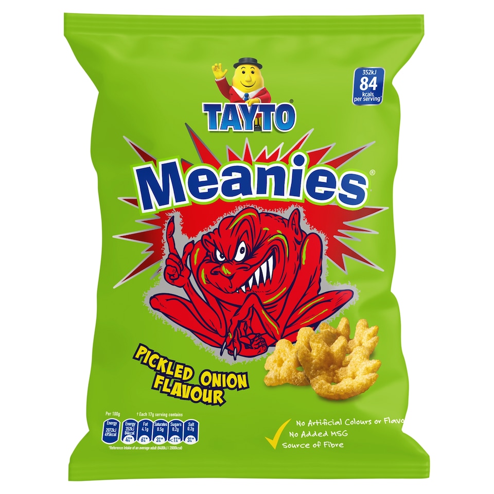 Tayto Meanies Pickled Onion Flavour Snacks 100g