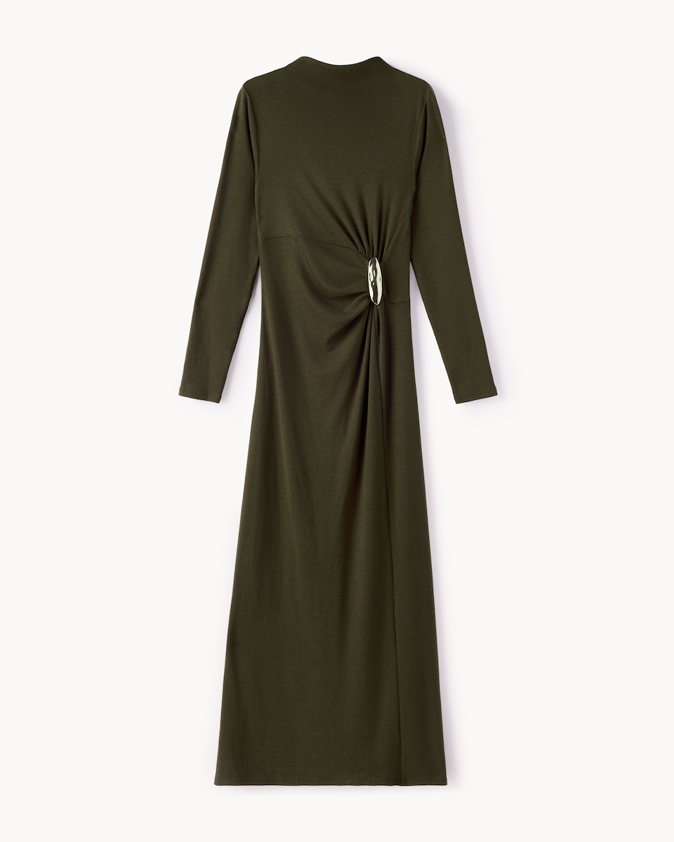 image 1 of F&F Ruched Side Maxi Dress in Olive