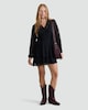 image 2 of F&F Lace Tiered V Neck Mini Dress in Black