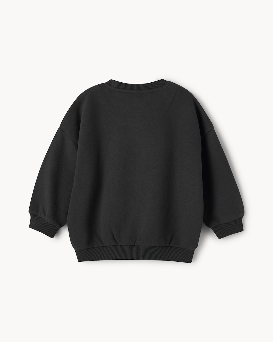 image 1 of F&F Boys Cotton Rich Halloween Boo Crew Sweatshirt in Black