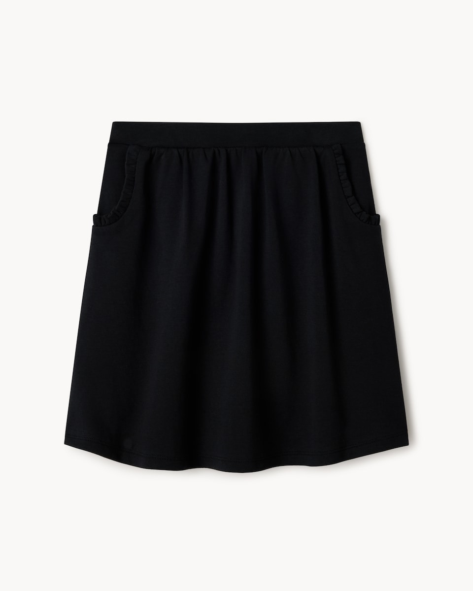 image 1 of F&F School Girls Cotton Rich Frill Pocket Skirt in Black