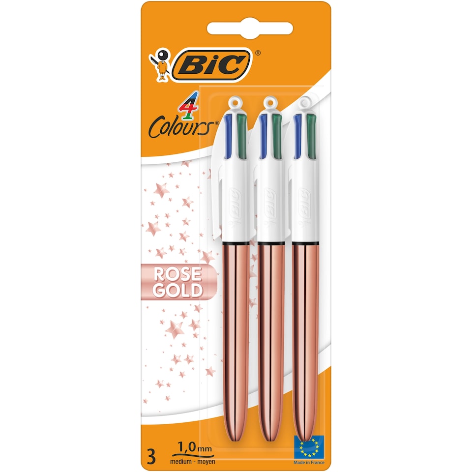 image 1 of BIC 4 Colours Rose Gold Pens 3 Pack