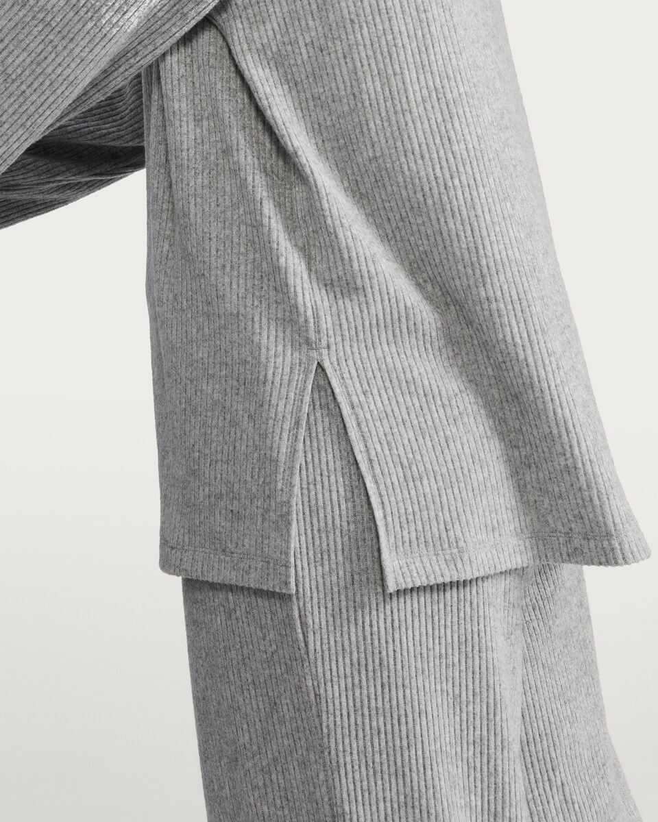 image 1 of F&F Ribbed Snit Half Zip Pyjama Set in Grey