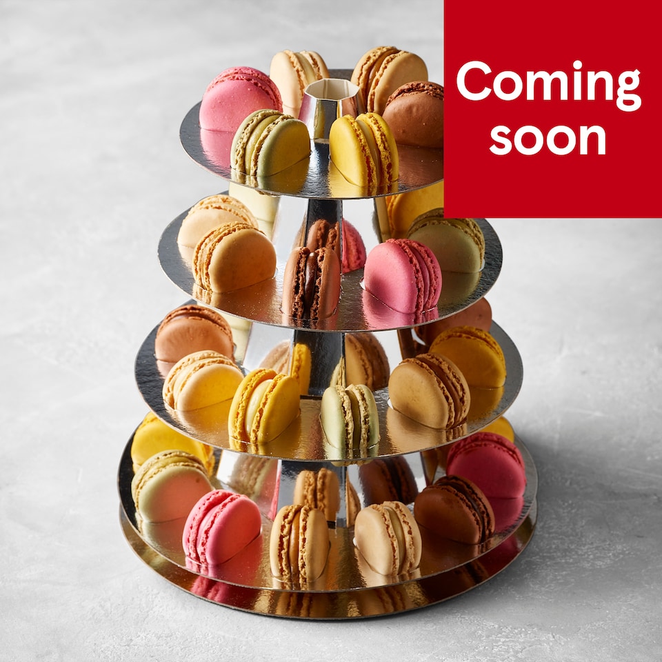 74. Tesco Finest Showstopper Macaron Tower 432g (Serves 36)