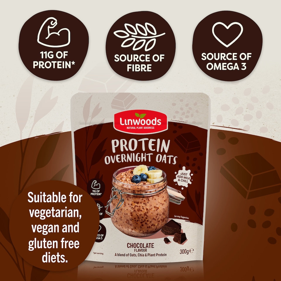 image 1 of Linwoods Protein Overnight Oats Chocolate Flavour 300g