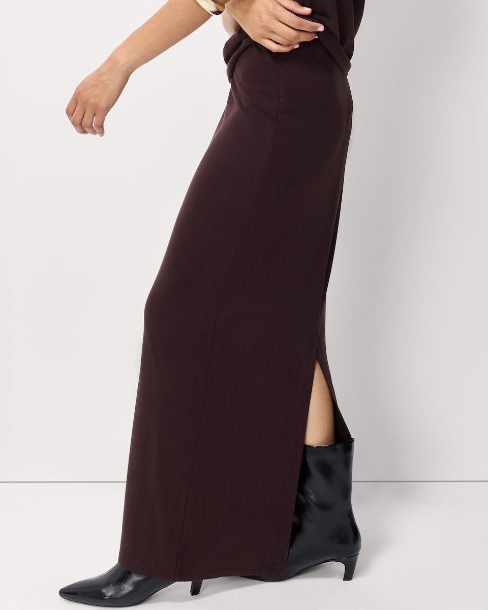 image 1 of F&F Straight Co-ord Maxi Skirt in Chocolate