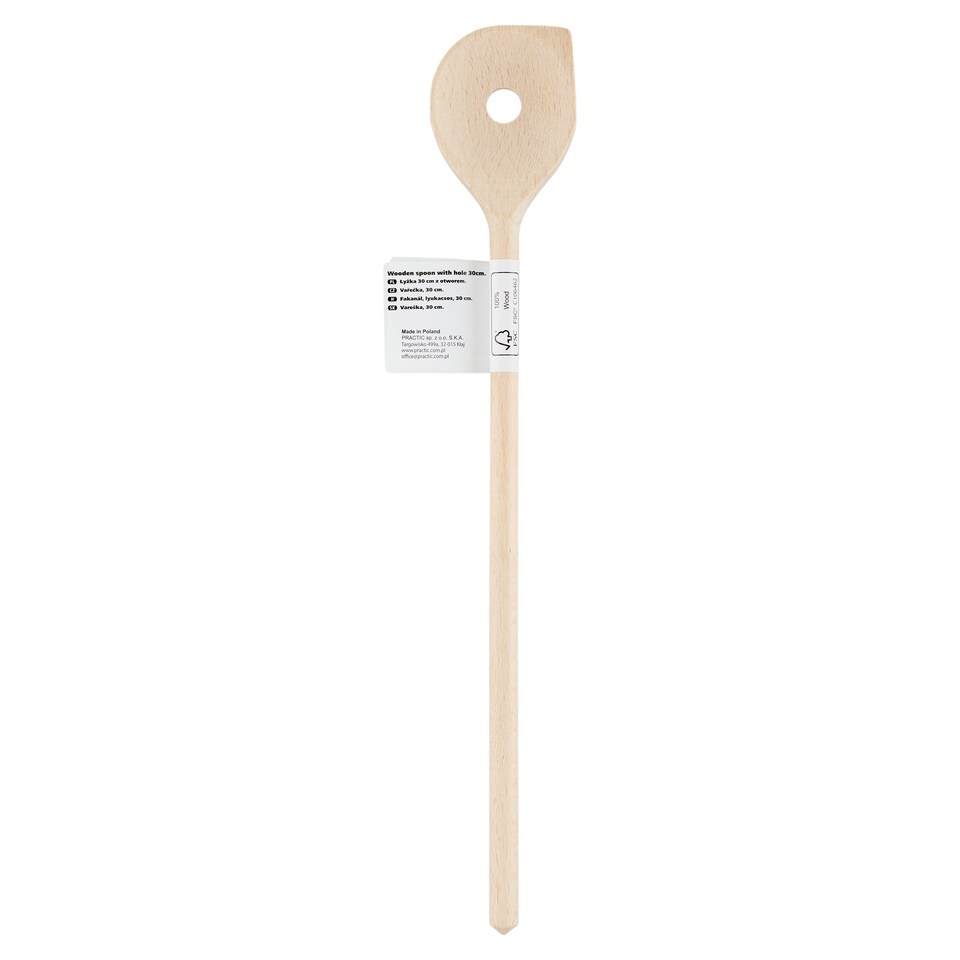 Practic Wooden Spoon with Hole 30 cm