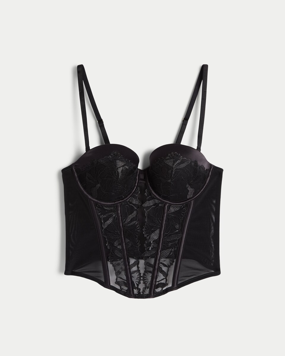 F&F Floral Embroidered Corset in Black