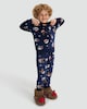 image 1 of F&F Boys Minky Fleece Christmas Print Top and Bottoms Pyjamas in Navy