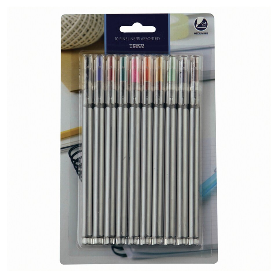 Tesco Fineliner Assorted 10 Pack