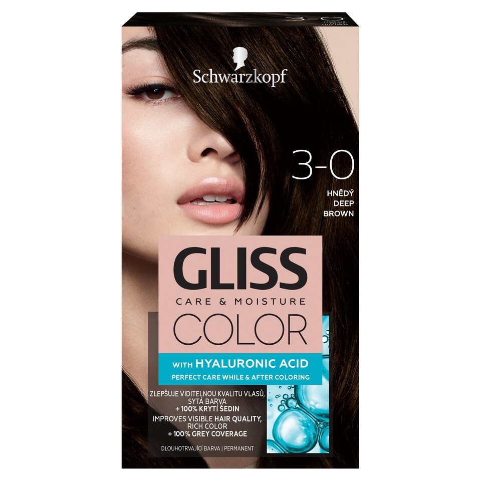 Schwarzkopf Gliss Color tartós hajfesték 3-0 Mélybarna