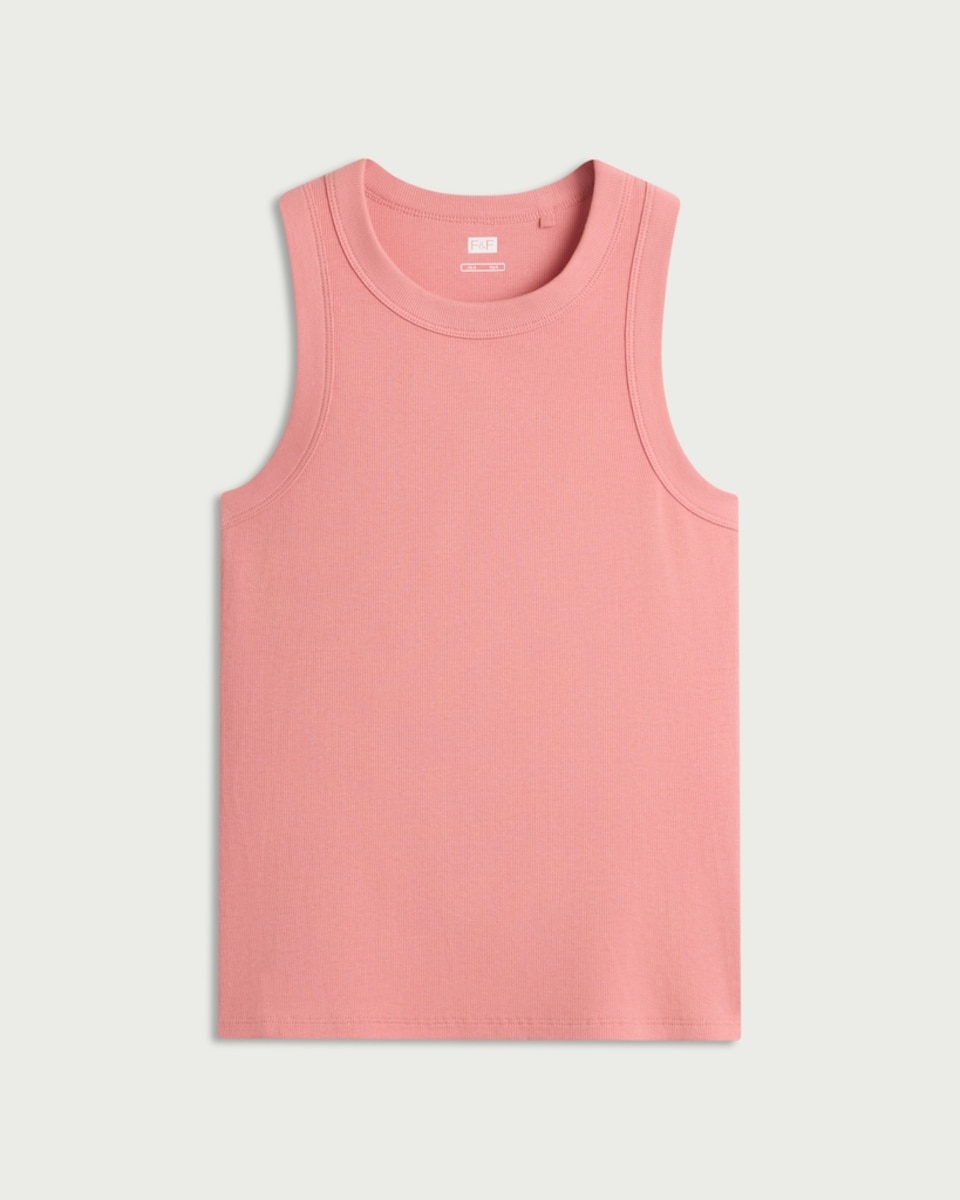 image 1 of F&F Cotton Rich Ribbed Vest in Dusty Pink