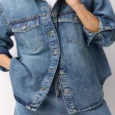F&F Pure Cotton Button Up Denim Shirt in Blue
