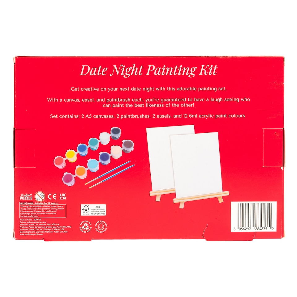 image 1 of Professor Puzzle Valentines Date Night Painting Kit