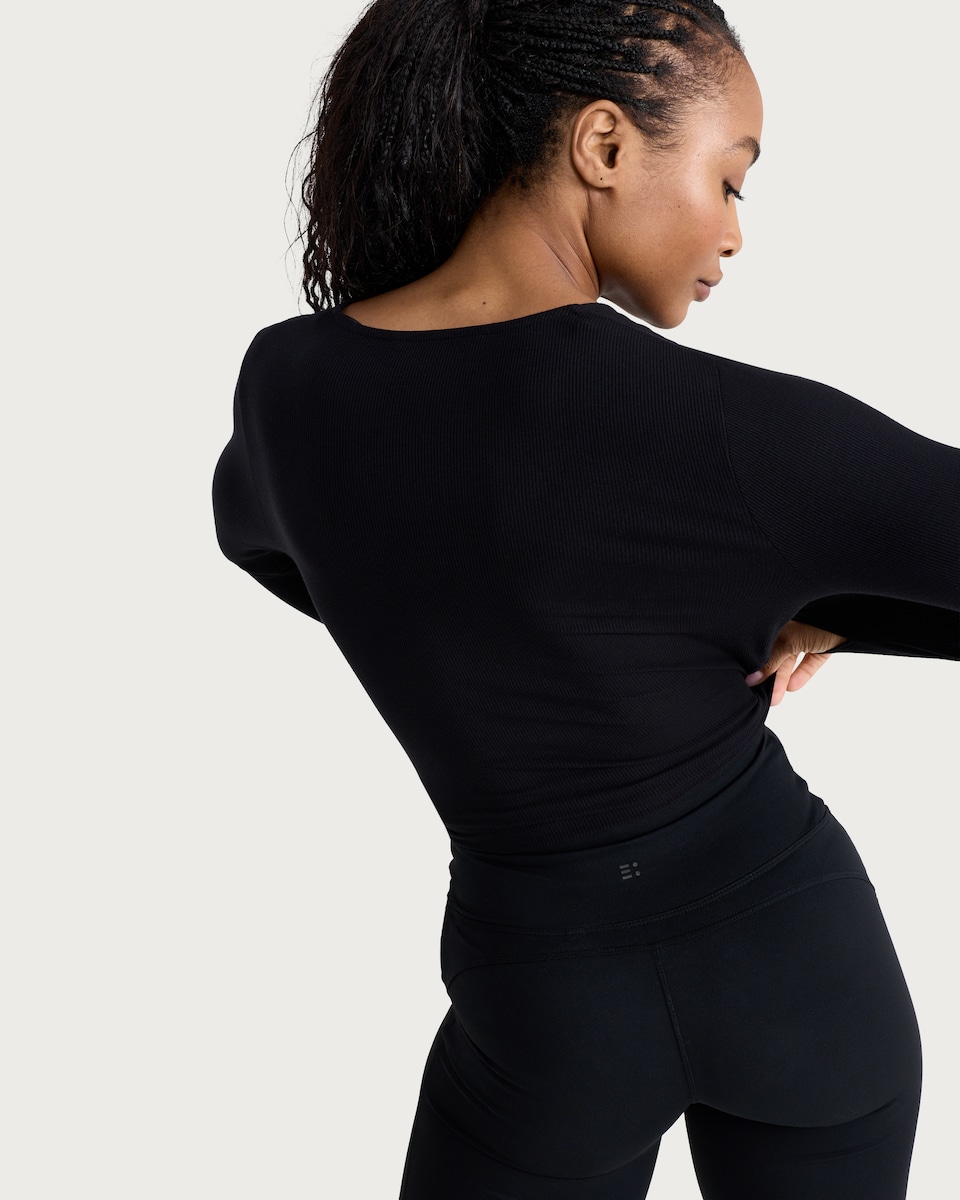 image 1 of F&F Active ULTRASTRETCH Wrap Front Top in Black