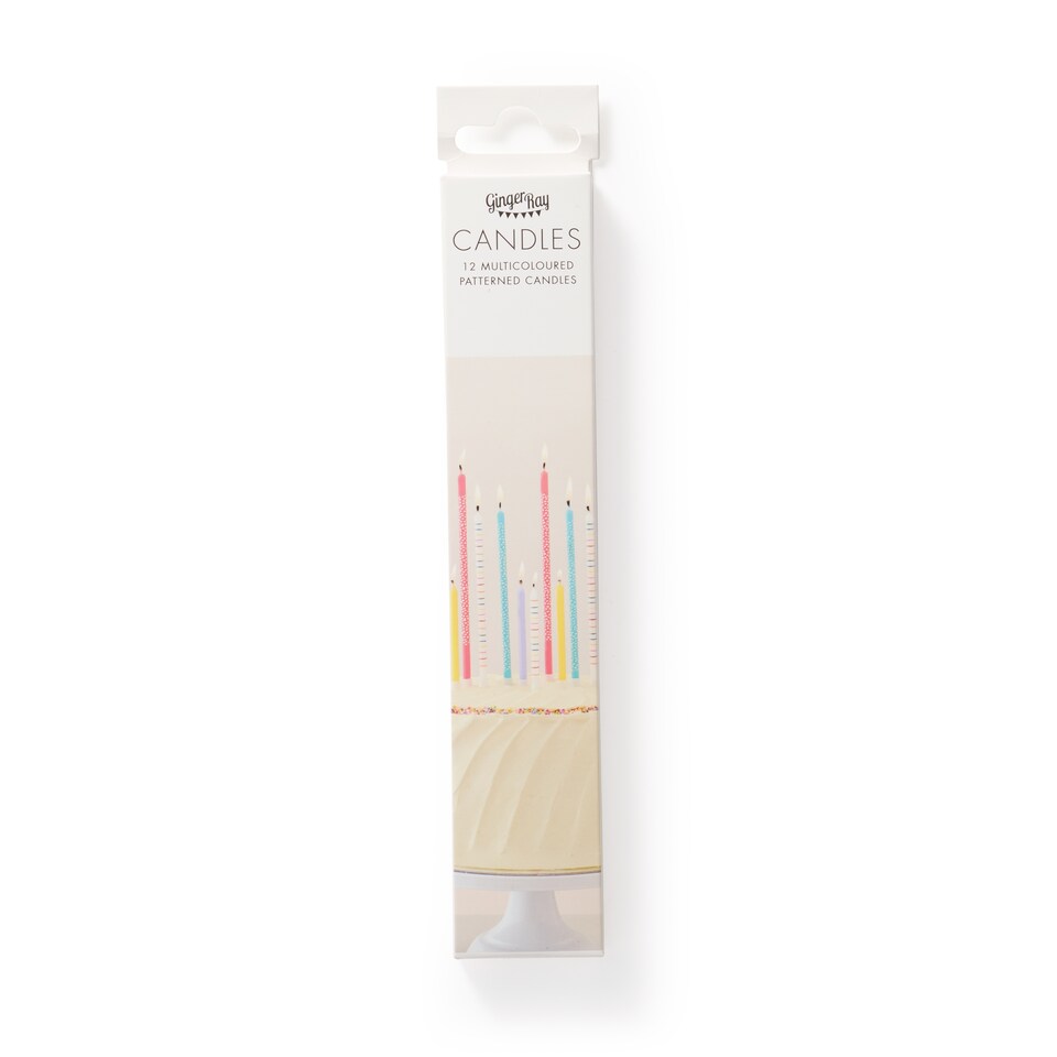 image 1 of Ginger Ray Rainbow 12 Pack Patterned Candles
