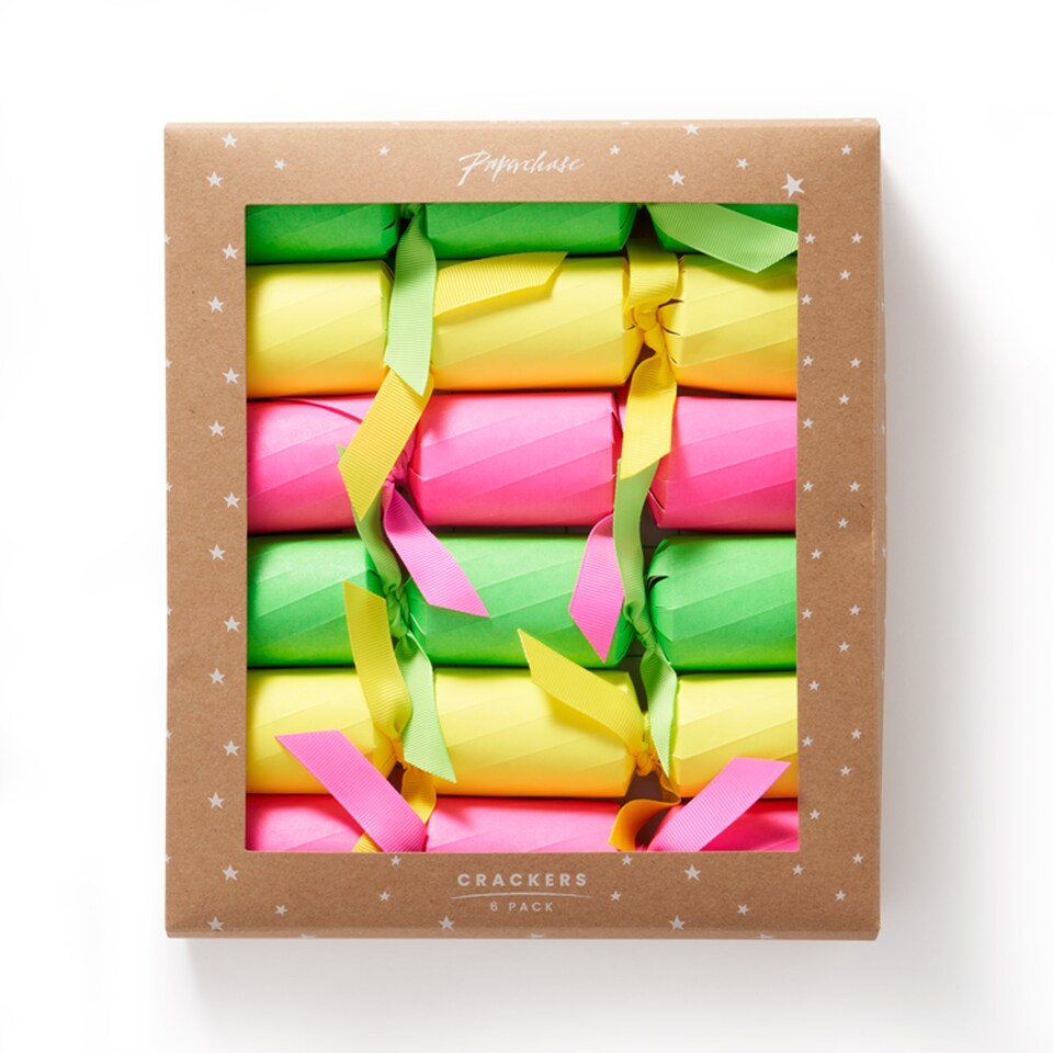 Paperchase Neon Christmas 6 Pack Crackers Tesco Groceries
