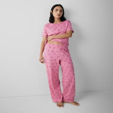 F&F Pure Cotton Heart Print Pyjama Set in Multi Pink