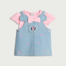 Disney Minnie Mouse 2-Piece Pure Cotton Dungarees and Bodysuit Set in Blue