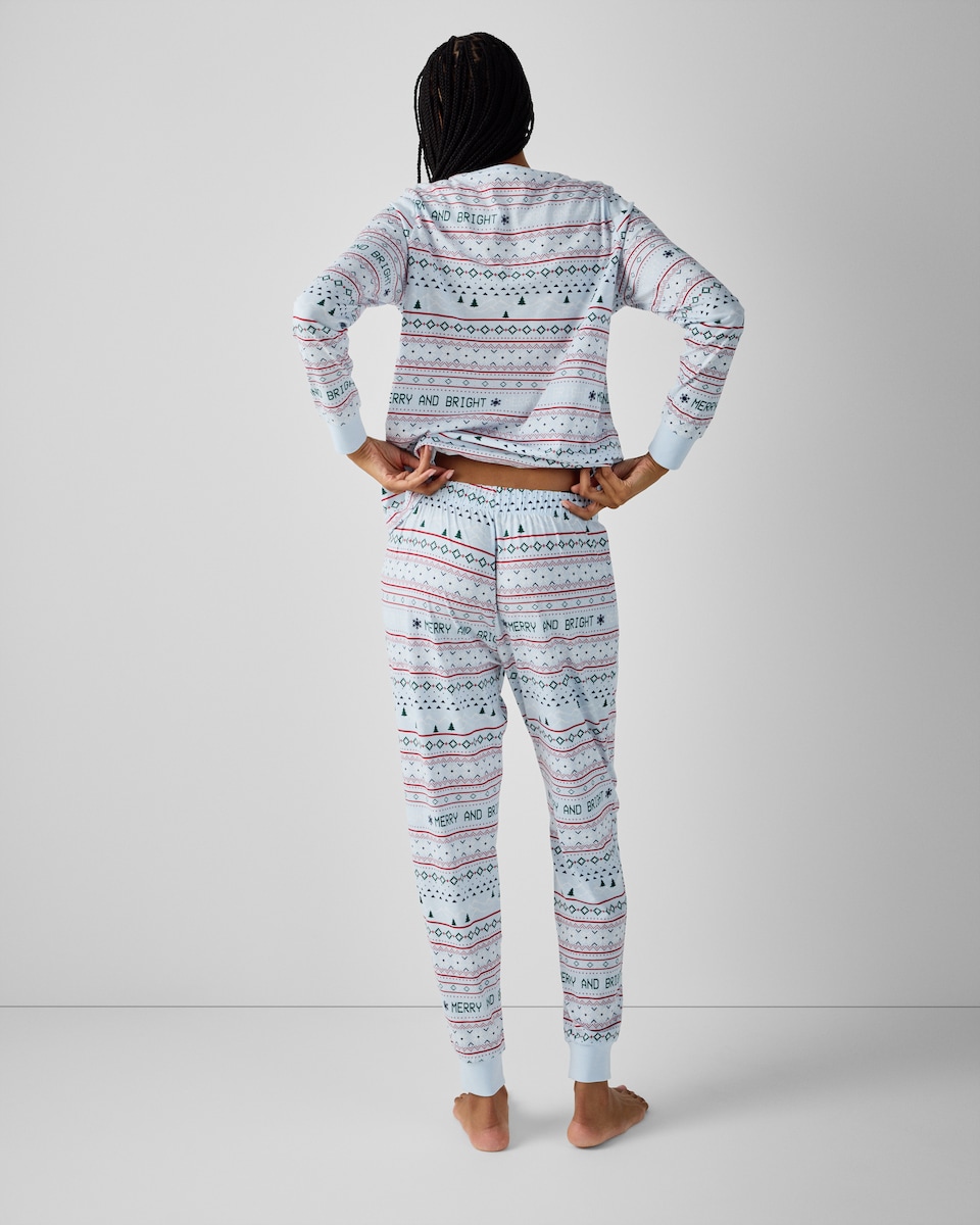 image 1 of Christmas Pure Cotton Fair Isle Matching Family Pyjama Set in Multi Blue