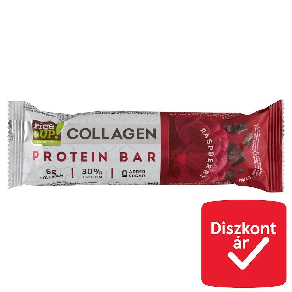 RiceUp! kollagénes fehérje szelet málna ízesítéssel hozzáadott cukor nélkül 50 g  1. kép