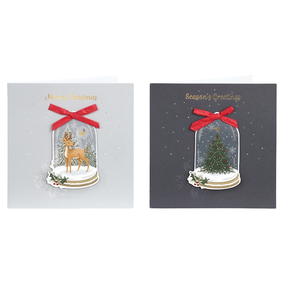 Tesco Snow Globe Luxury Christmas Cards 12 Pack