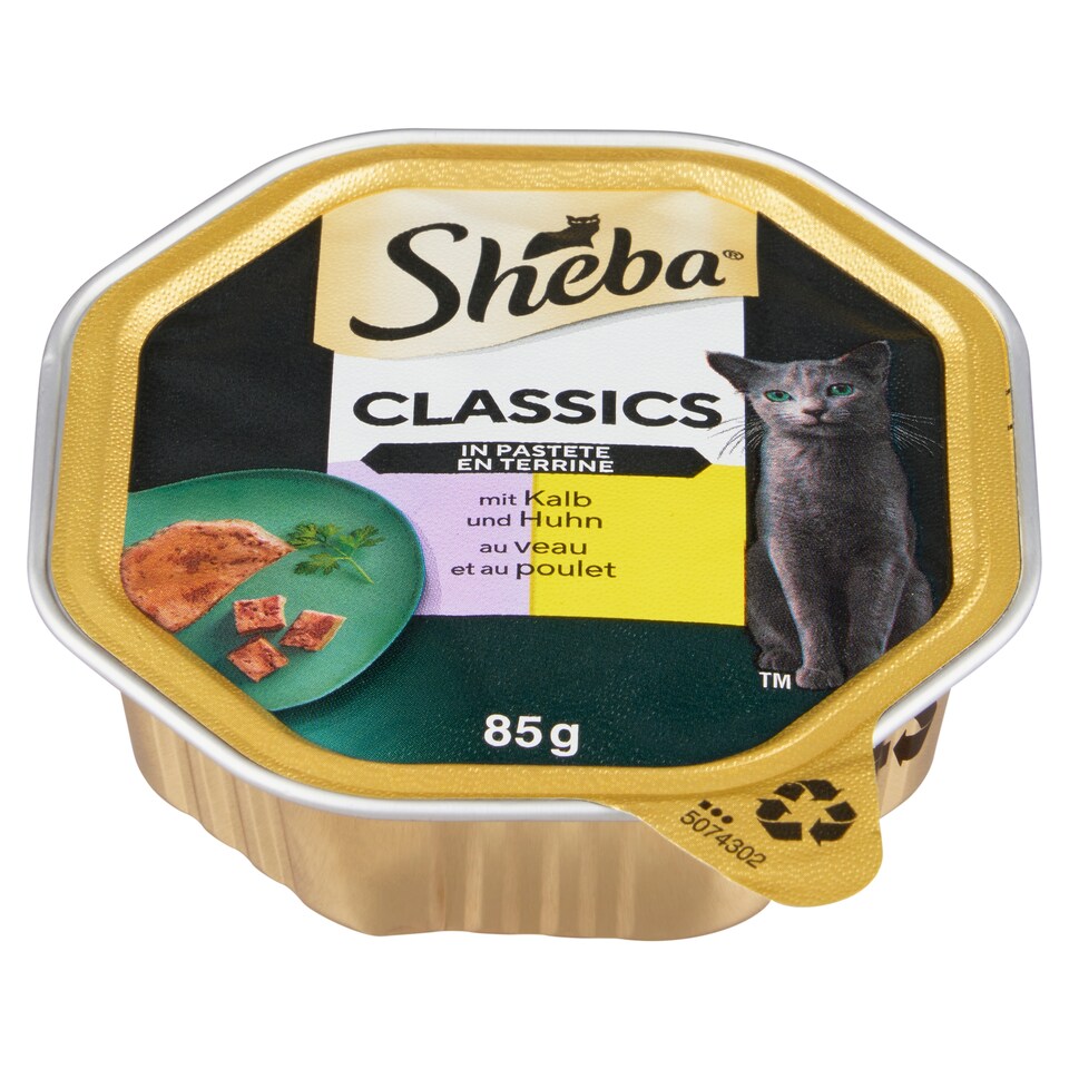 image 1 of Sheba Classics Complete Wet Food for Adult Cats Veal and Chicken 85 g