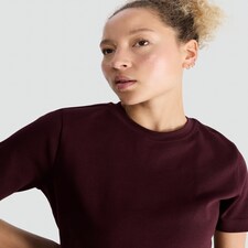 F&F Pure Cotton Heavyweight Crew Neck T-Shirt in Burgundy