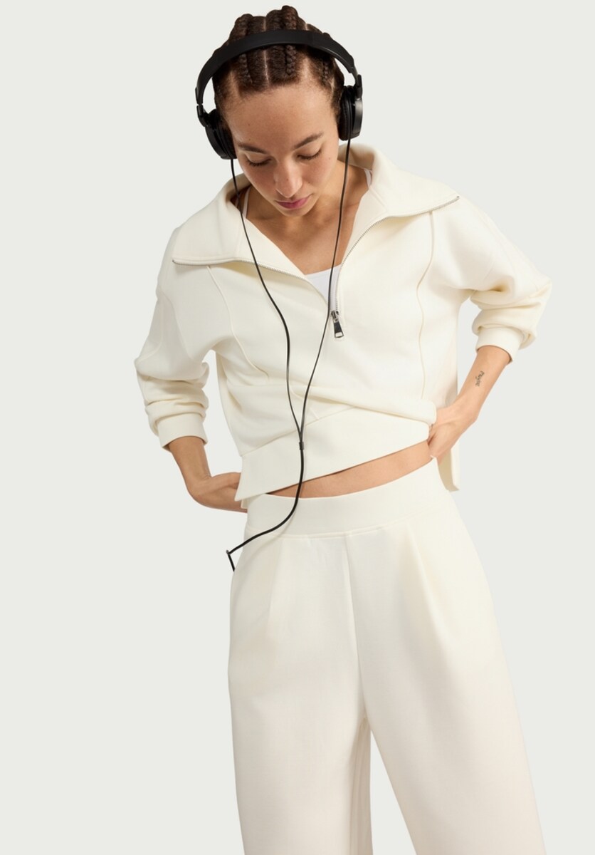 image 1 of F&F Active AFTERCLASS Wide Leg Co-ord Joggers in Cream