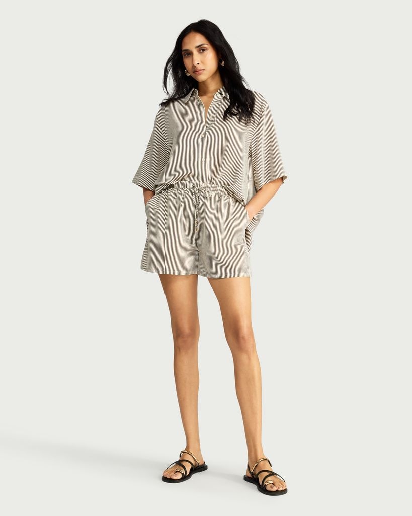 F&F Striped Co-Ord Shorts in Multi Brown