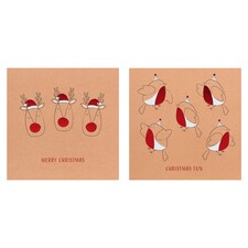 Tesco Kraft Rudolph & Robin Cards 10 Pack