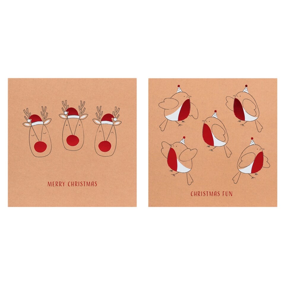 Tesco Kraft Rudolph & Robin Cards 10 Pack