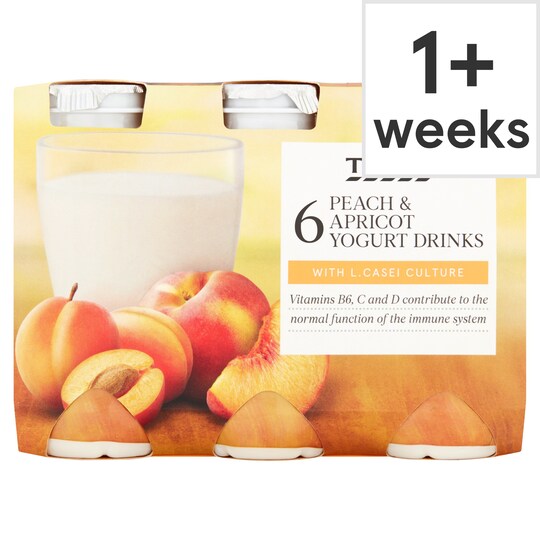 Tesco Peach & Apricot Yogurt Drinks 6X100g Tesco Groceries