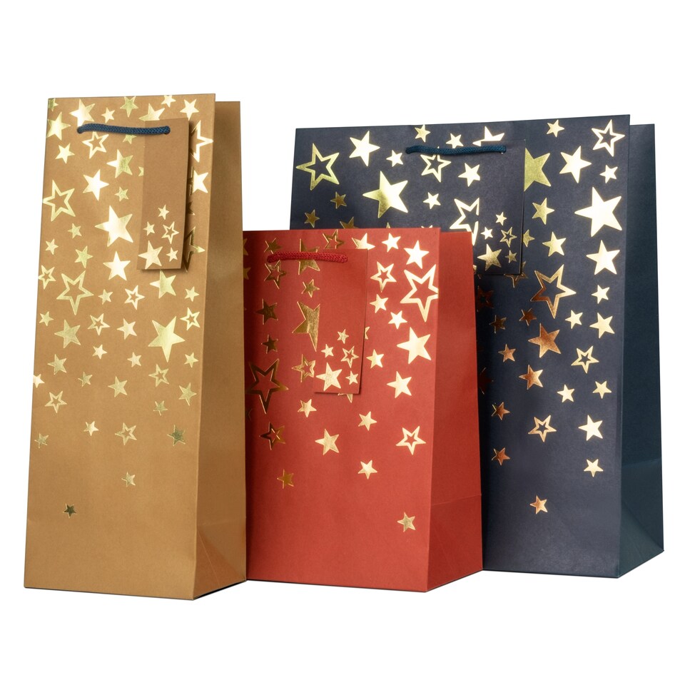 Tesco Kraft Foil Stars Bag X3