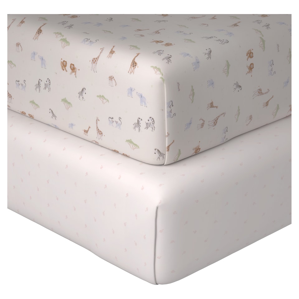 F&F Home Safari Fitted Sheets Cotbed 2PK