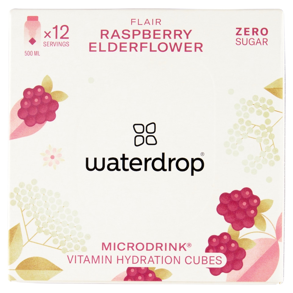 Waterdrop Flair málna-bodzavirág-hársfavirág ízű pezsgő kocka ital készítéséhez 12 x 2,1 g (25,2 g)