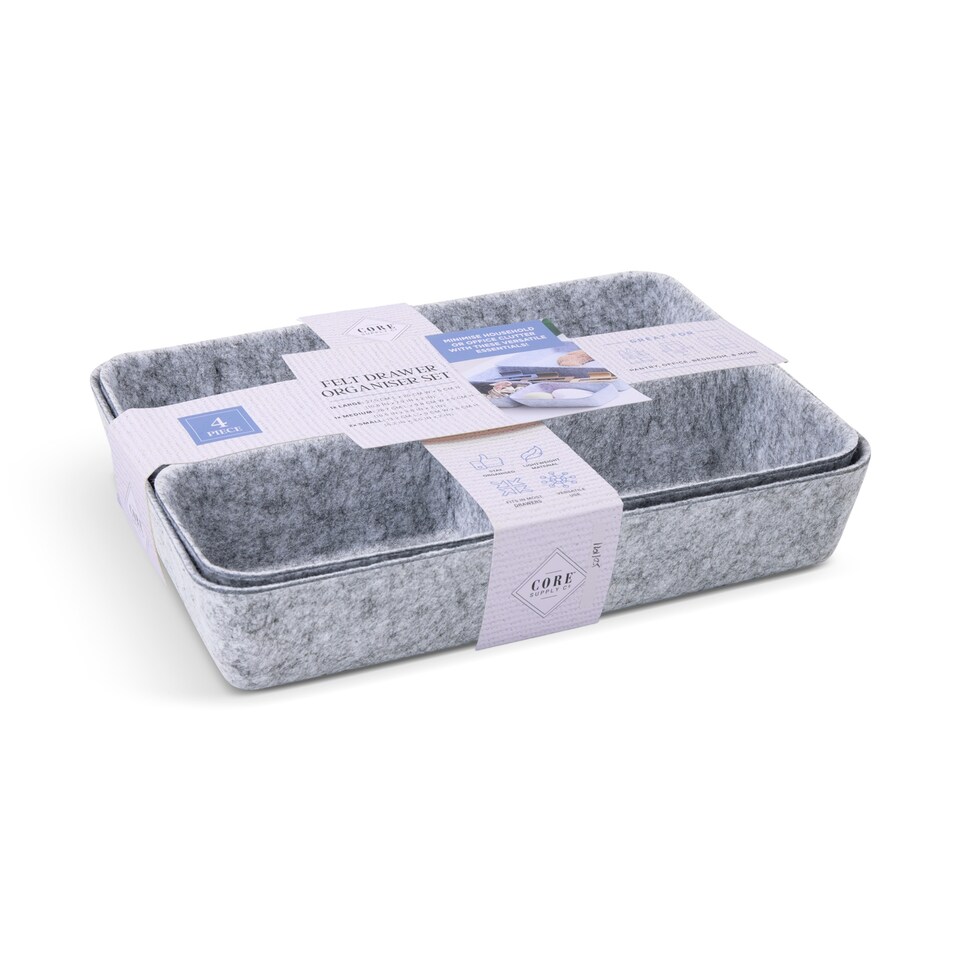 image 1 of Core Supply 4 Piece Felt Drawer Organiser Set
